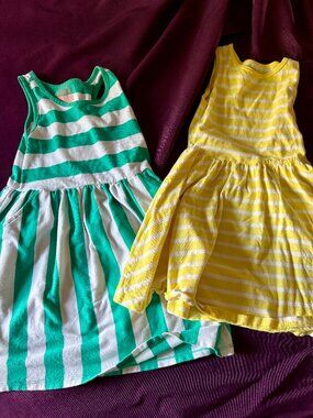 Little Jack by Jack Girls Green Striped Dress + Carter's Yellow Striped Dress Bu